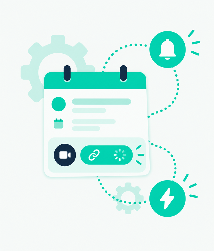 Calendar event with automated reminder and meeting link
