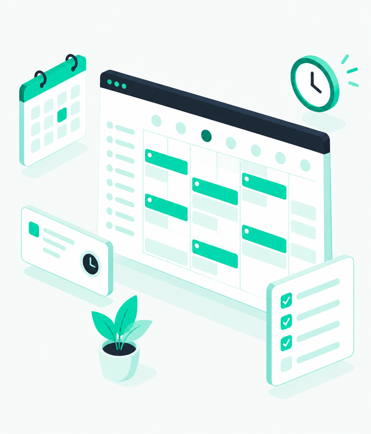 Booking dashboard with a weekly availability grid